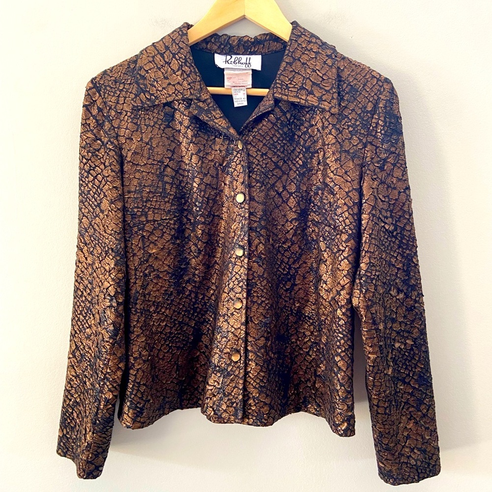 Joseph Ribkoff Bronze Textured Lightweight Jacket / Top, size 10